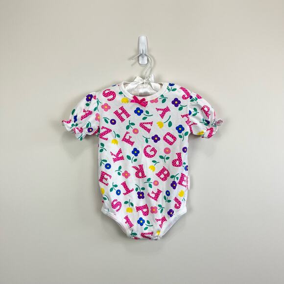 Vintage Healthtex Floral Alphabet Bodysuit 24 Months - Picture 1 of 8